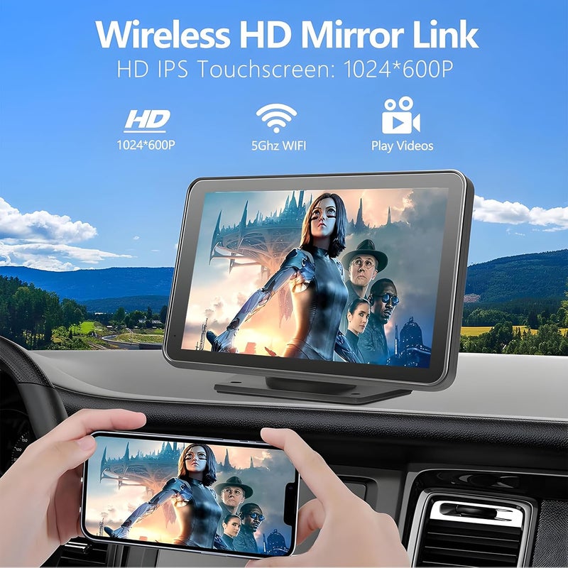 LANGDA Portable Carplay Screen for Car, 7" Wireless Carplay & Android Auto with Bluetooth, HD Backup Camera, GPS Navigation, Siri, FM, AUX, Mirror Link for All Vehicles - Image 4